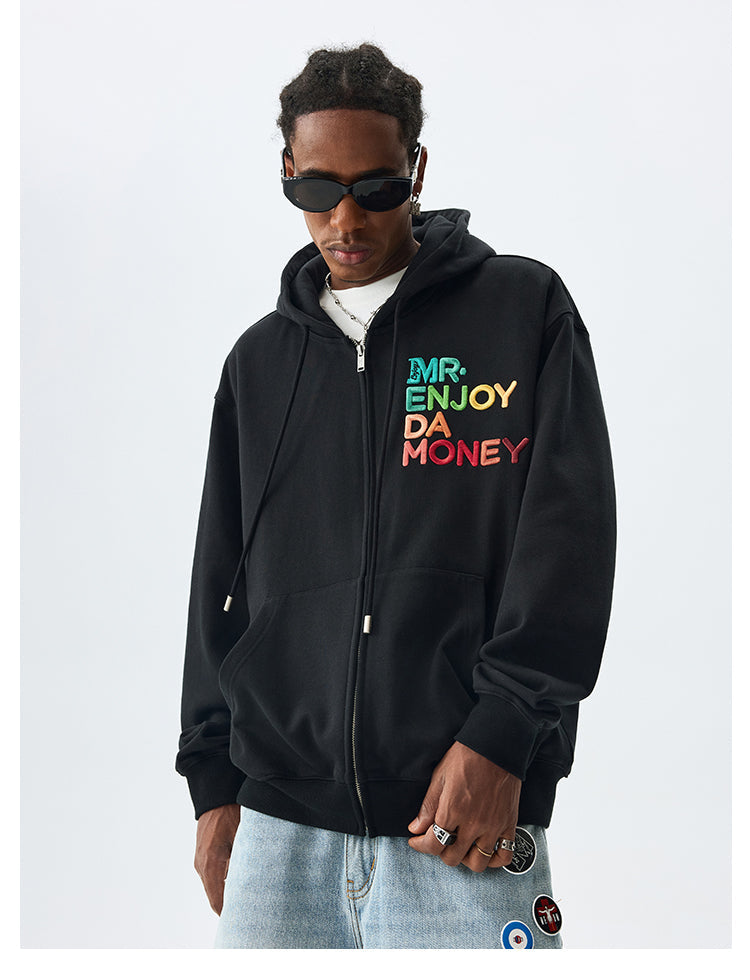 MEDM Rainbow Letter Zip Up Hoodie