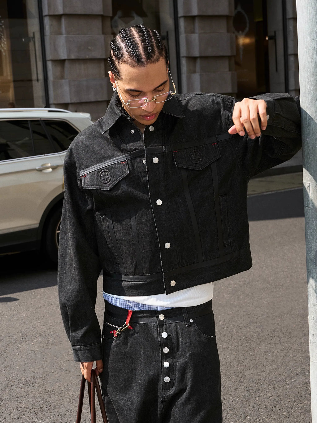 STEEPC Embossed Logo Denim Jacket