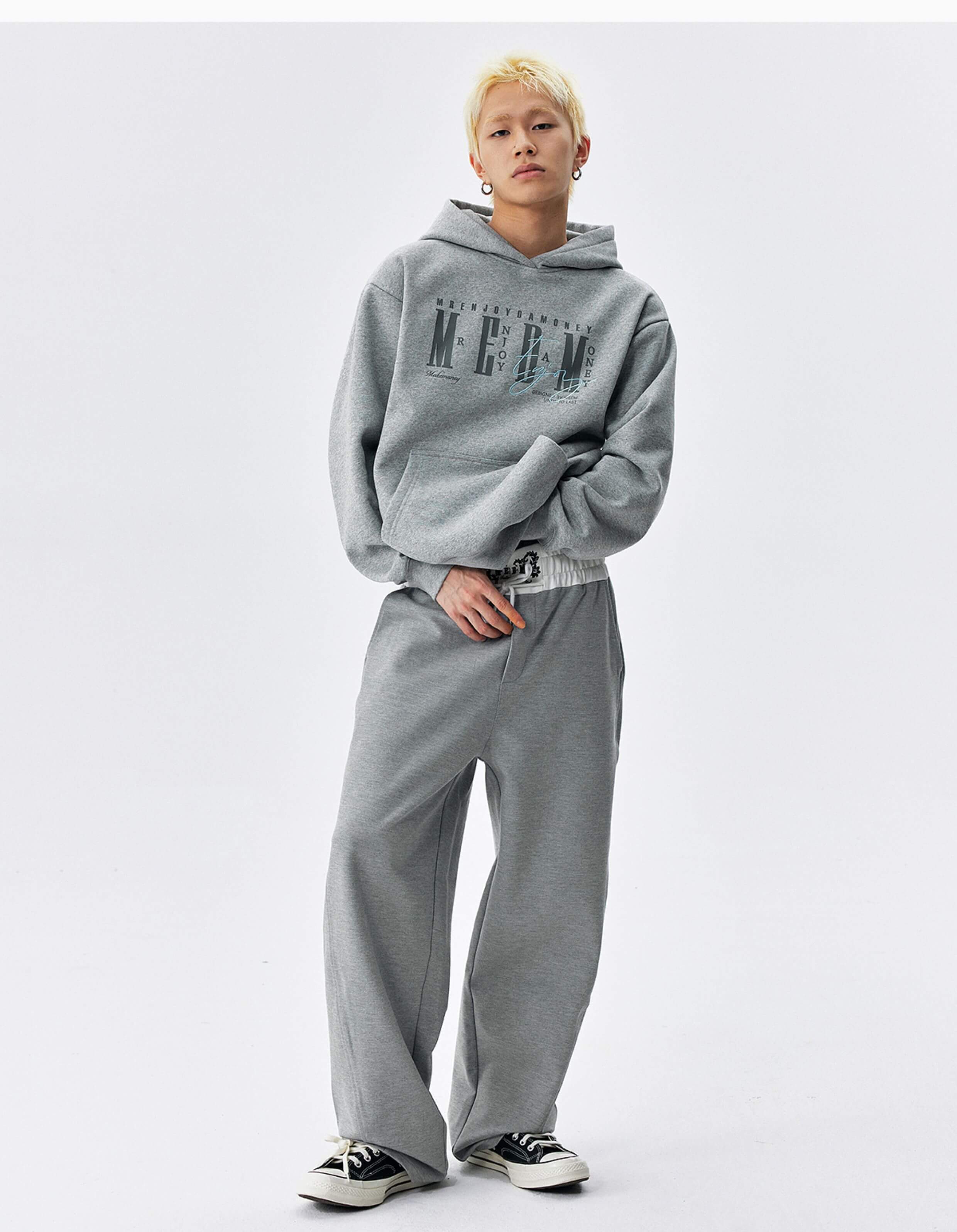 MEDM Logo Print and Embroidered Lettering Hoodie