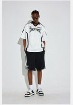 DICETINY Floral Logo Print Soccer Jersey Polo Shirt