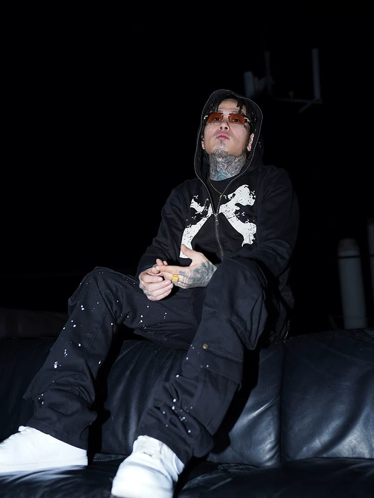 TGFCLUB Full Zip Printed Hoodie