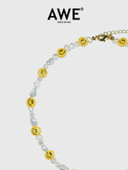 AWE Smiley Face Beaded Pearl Necklace