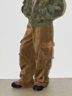 LIBERAFIT Waffle Texture Corduroy Flap Pocket Baggy Cargo Pants