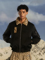 S45 Leopard Trim Patchwork MA-1 Bomber Jacket