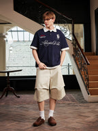 Harsh and Cruel Waffle Knit Embroidered Layered Polo