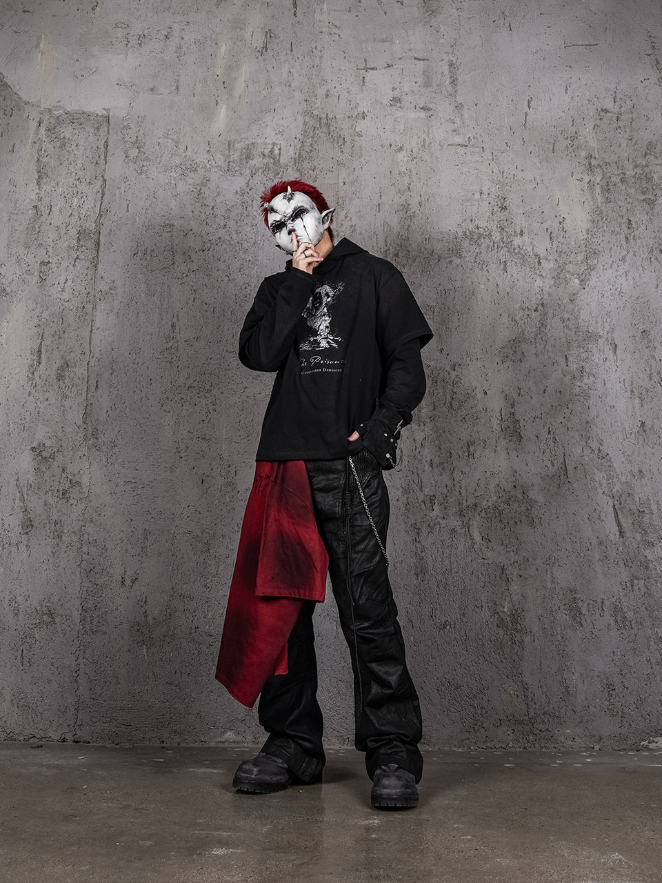 UNDERWATER Destruction Fake Layered Prisoner Print Hoodie