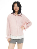 EMPTY REFERENCE Pink Faux Two Piece Long Sleeve Shirt