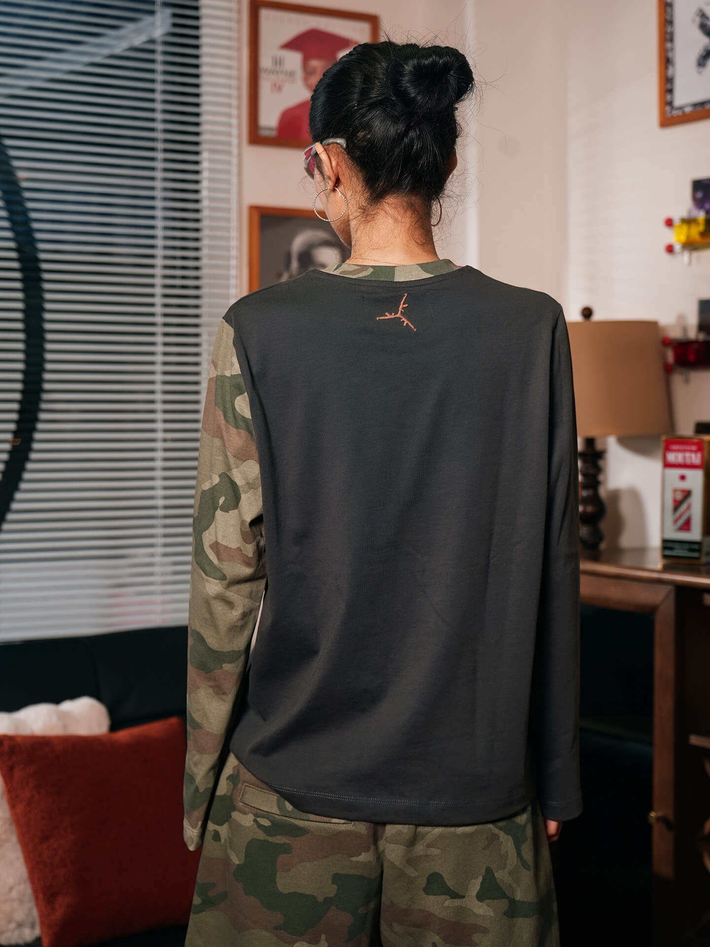 TGFCLUB Color Block Camo Slim Fit Long Sleeve Tee