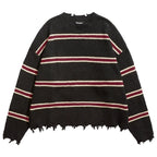 Remedy Striped Distressed Knit Sweater