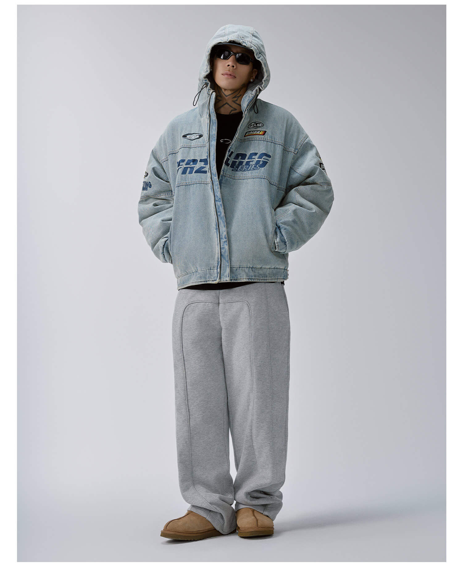 F2CE Racing Embroidered Vintage Washed Denim Jacket