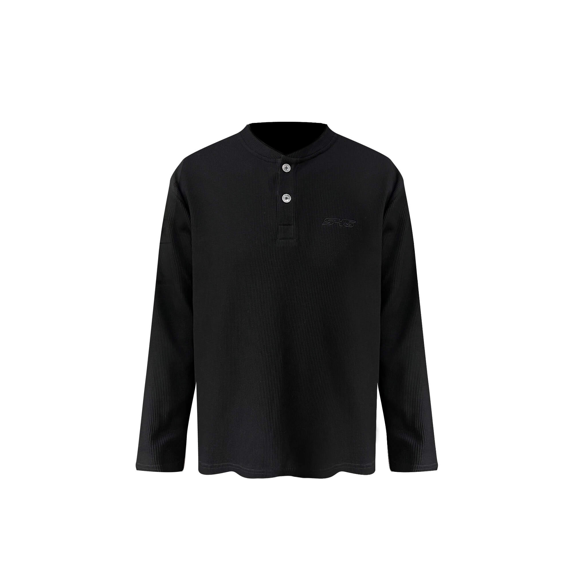 S45 Waffle Henley Neck Long Sleeve Tee
