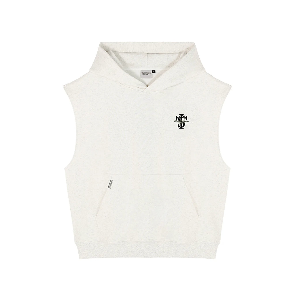 Small Town Kid Basic Embroidered Logo Sleeveless Hoodie