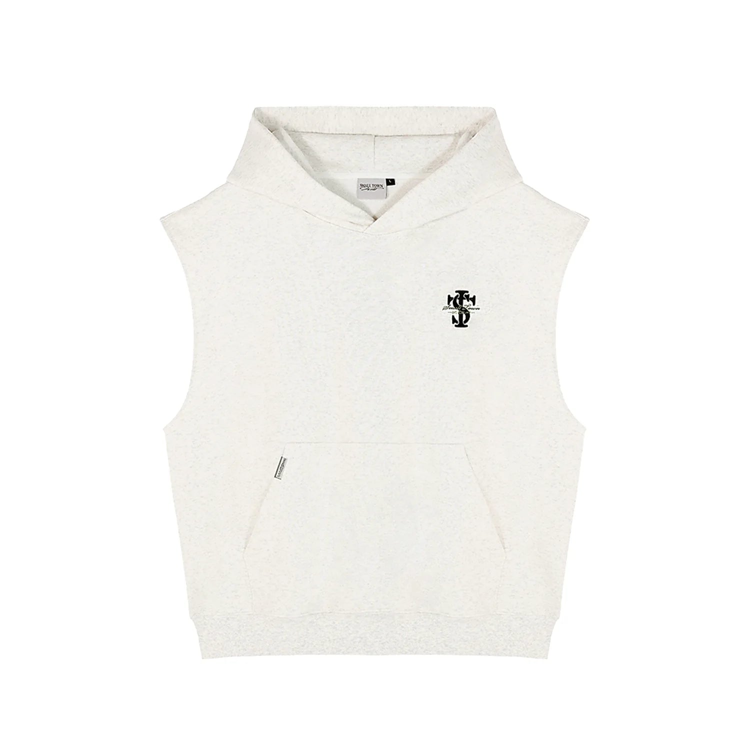 Small Town Kid Basic Embroidered Logo Sleeveless Hoodie