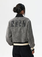 MEDM Pearl Tweed Short Varsity Jacket