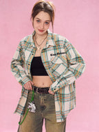 EMPTY REFERENCE Checkered Sandblasted Long Sleeved Shirt