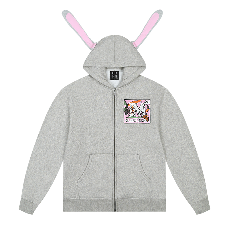 MEDM Bunny Ears Hooded Zip-Up Hoodie