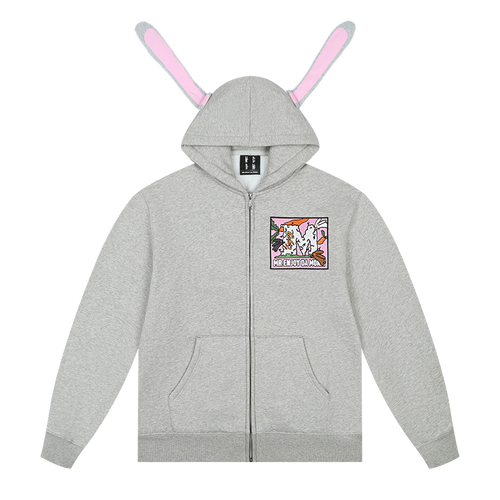 MEDM Bunny Ears Hooded Zip-Up Hoodie