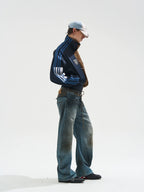 BLIND NO PLAN Color Clash Short Track Jacket