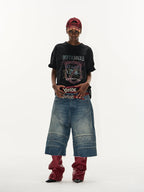 BLIND NO PLAN Washed and Aged Overlapping Print Tee