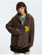 MEDM Stripe Knit Hooded Cardigan