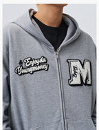 MEDM Towel Applique Embroidery Zip-Up Hoodie
