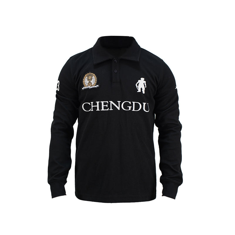 TGFCLUB 223 Patch Embroidered Slim Fit Long Sleeve Polo