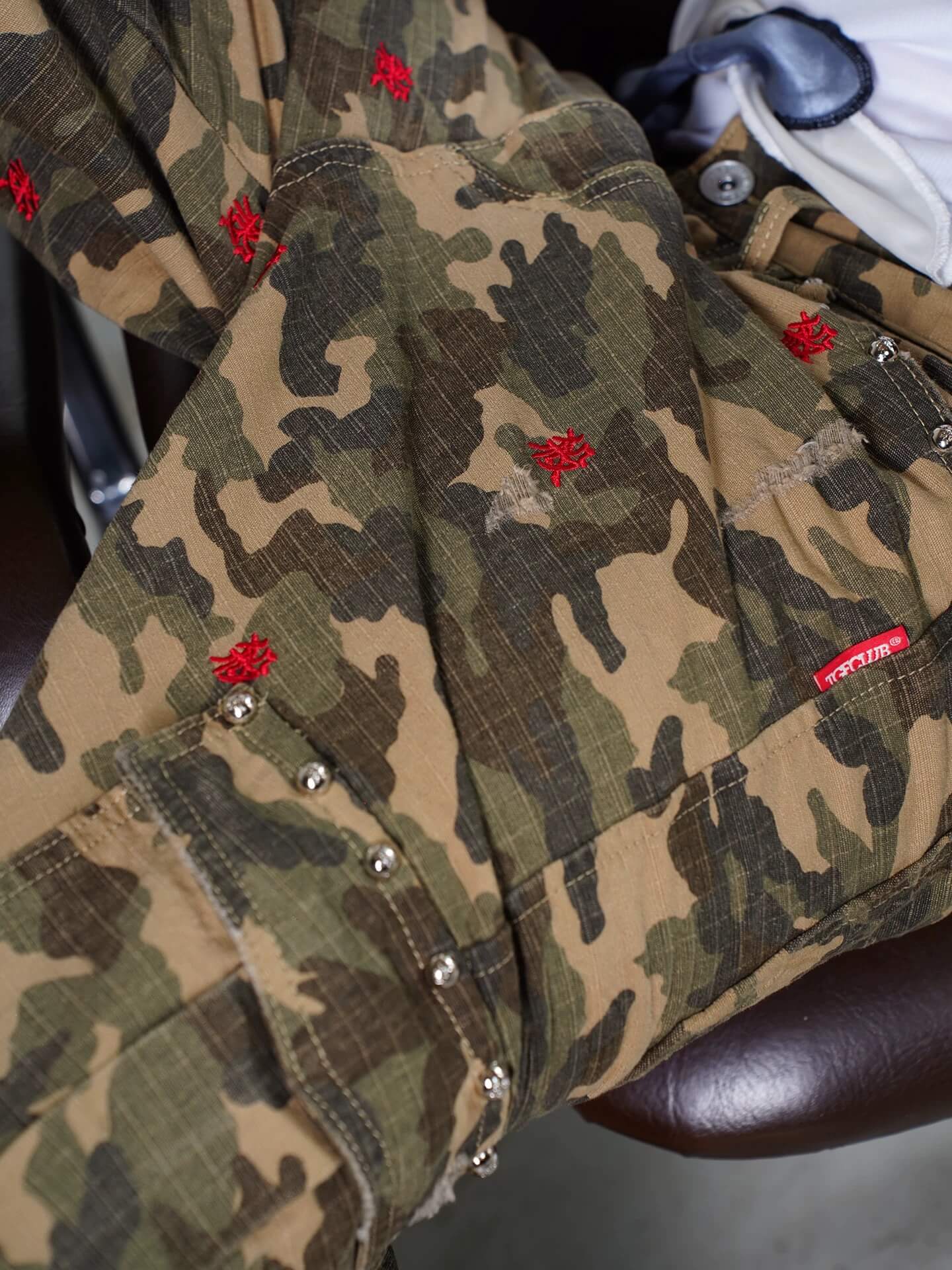 TGFCLUB Kill Fully Embroidered Studded Camouflage Cargo Pants