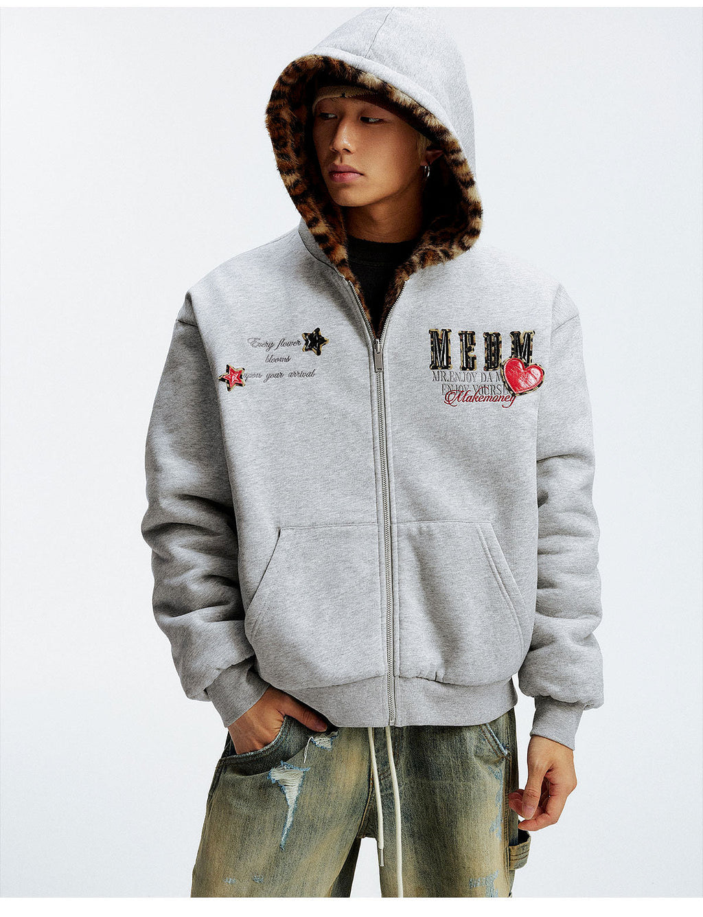 MEDM Reversible Leopard Fur Hooded Jacket