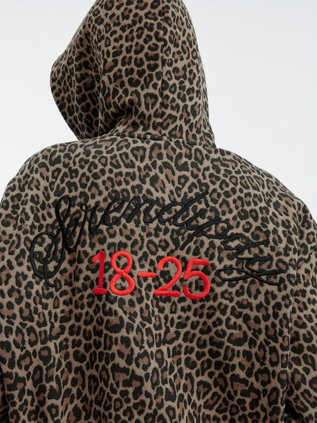 MEDM Embroidered Leopard Zip Up Hooded Jacket