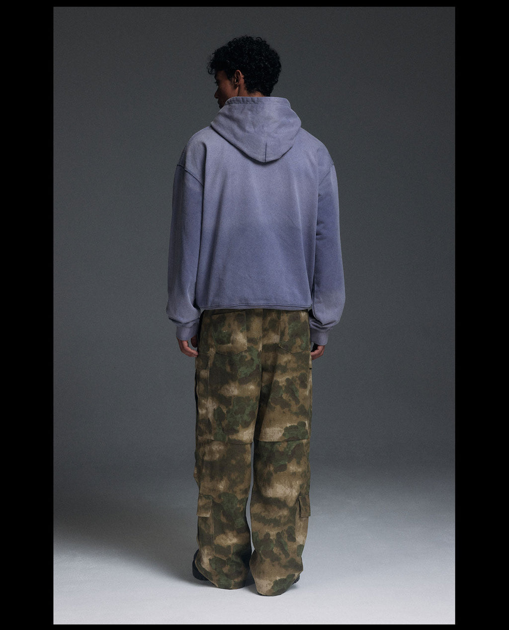 NOVACAM Washed Distressed Vintage Letters Logo Hoodie