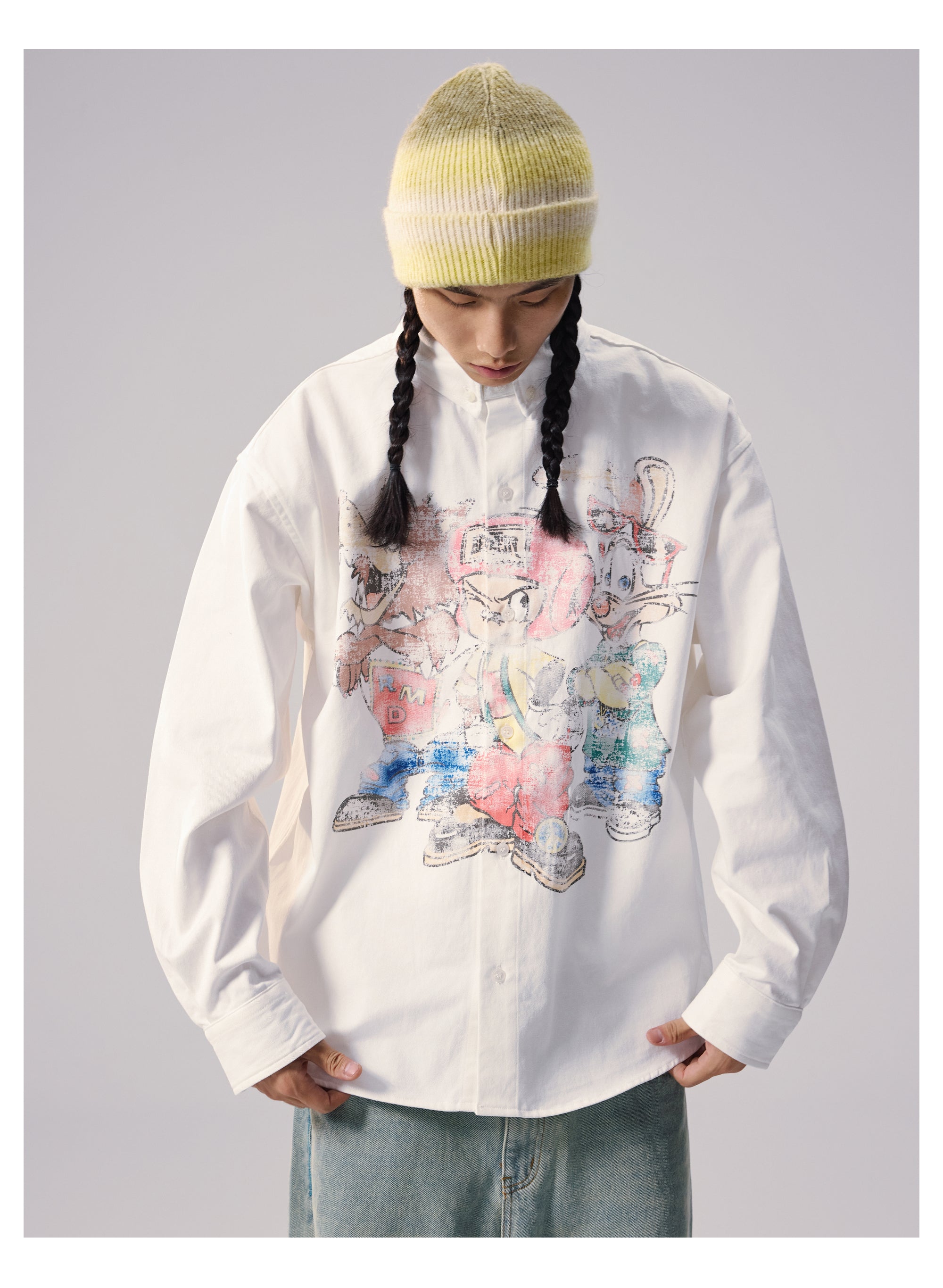 Remedy Cartoon Print Long Sleeve Shirt