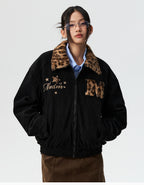 MEDM Leopard Fur Collar Corduroy Jacket