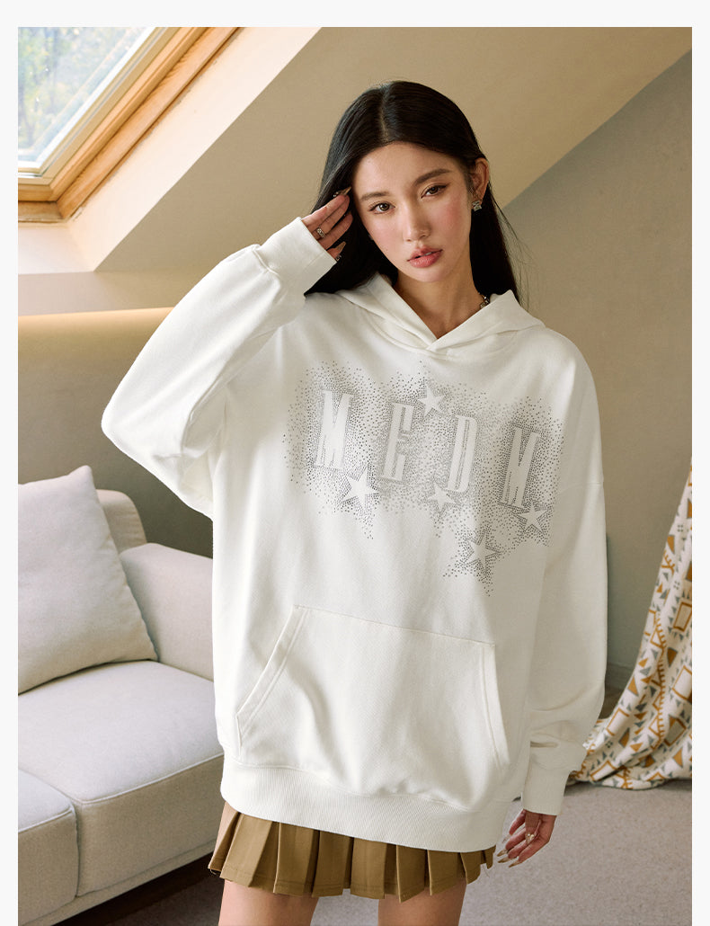 MEDM Rhinestone Star & Logo Hoodie