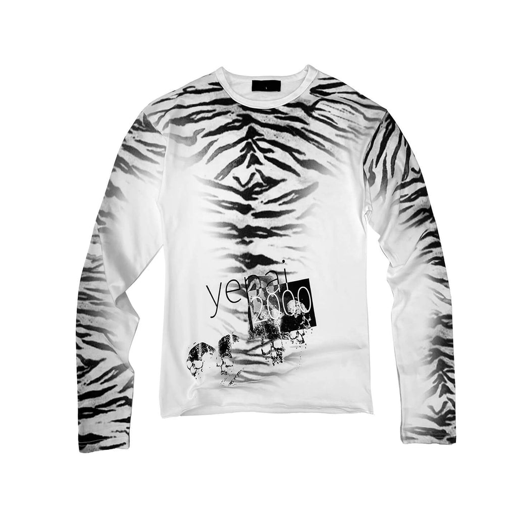 Night Lab Zebra Print Slim Fit Long Sleeve Tee