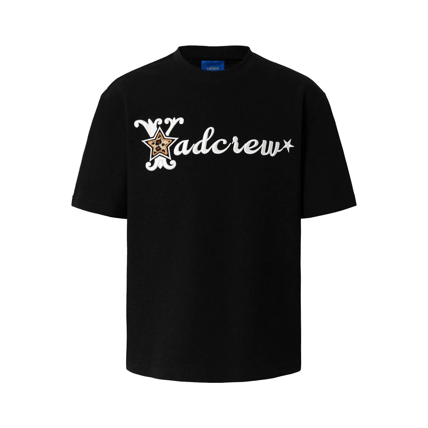 YADcrew Leopard Star 3D Logo Embroidered Tee