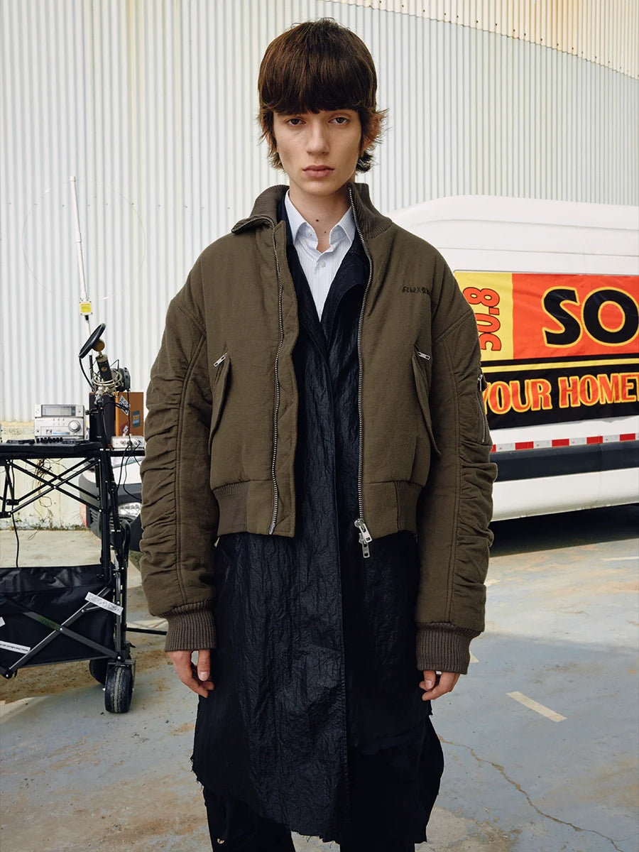 SOD Co. Olive Pilling Custom Pleated MA-1 Bomber Jacket