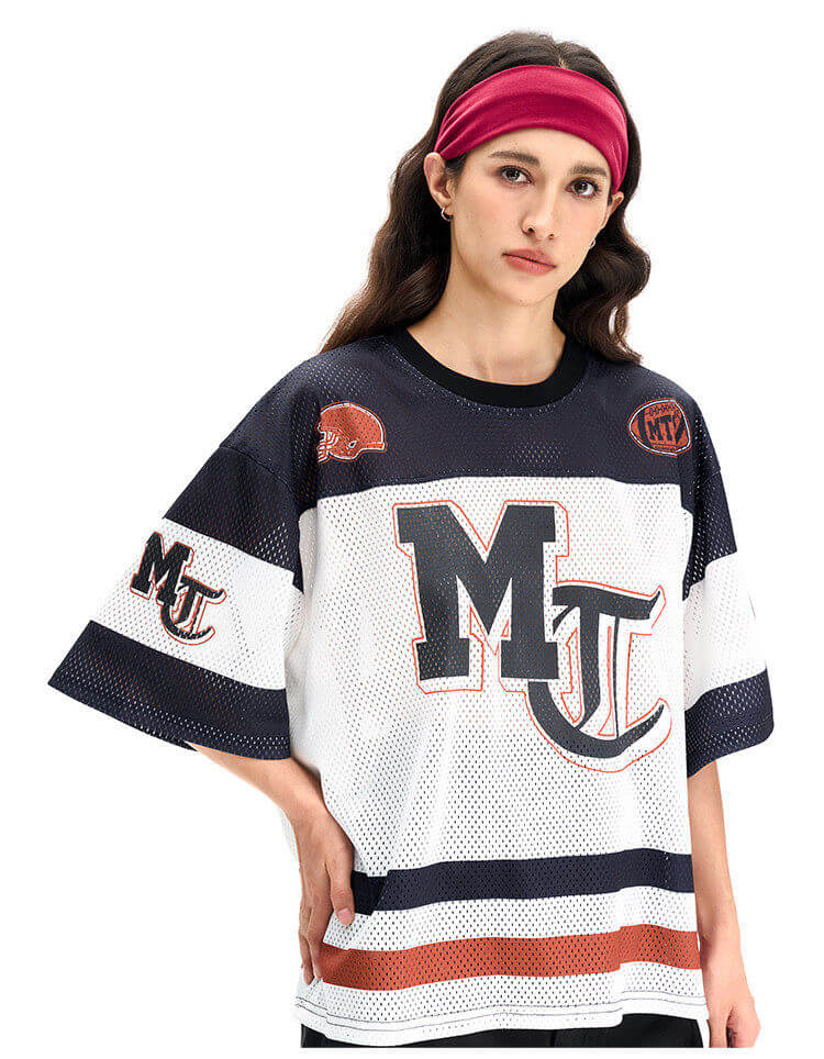F3F Select Football Print Color Block Mesh Short Sleeve Jersey