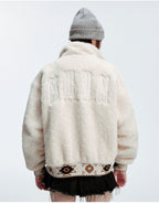 MEDM Ethnic Trim Belted Sherpa Jacket