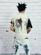 VENTUREK Bleach Wash Patch Rivet Denim Vest