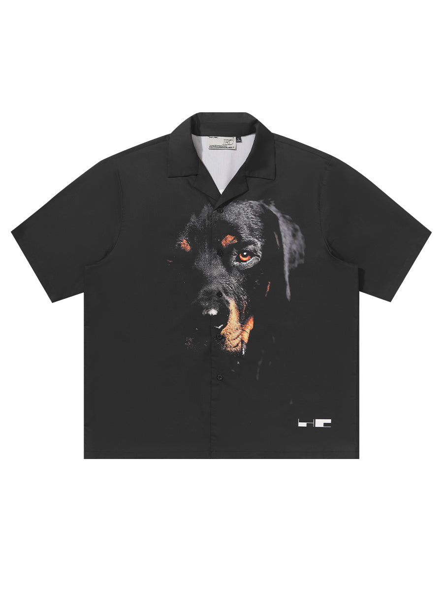 Harsh and Cruel Rottweiler Printed Cuban Shirt