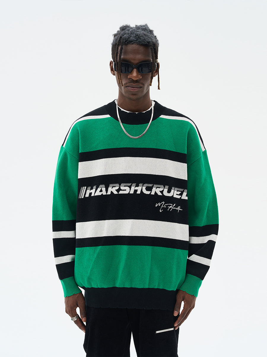 Harsh and Cruel Striped Logo Knit Sweater