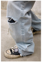 Remedy Back Pocket 3D Design Washed Hole Jeans
