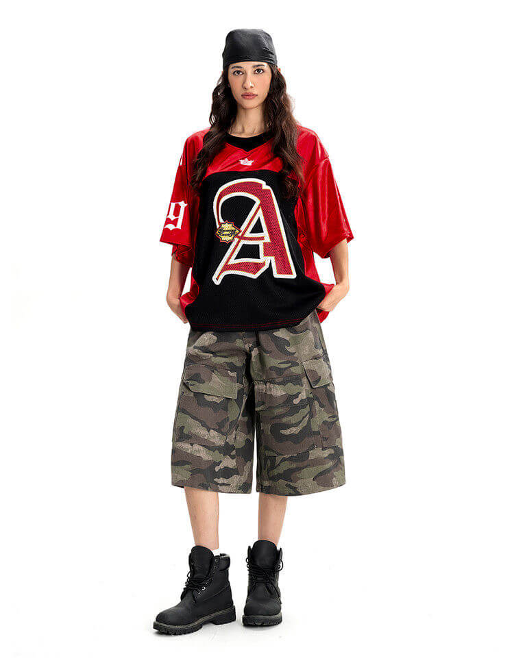 F3F Select Big Letter A Color Block Mesh Short Sleeve Jersey