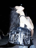Night Lab Leopard Print Distressed PU Leather Bag
