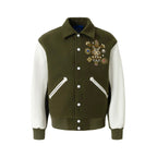 YADcrew Colorful Gemstone Cross Varsity Jacket