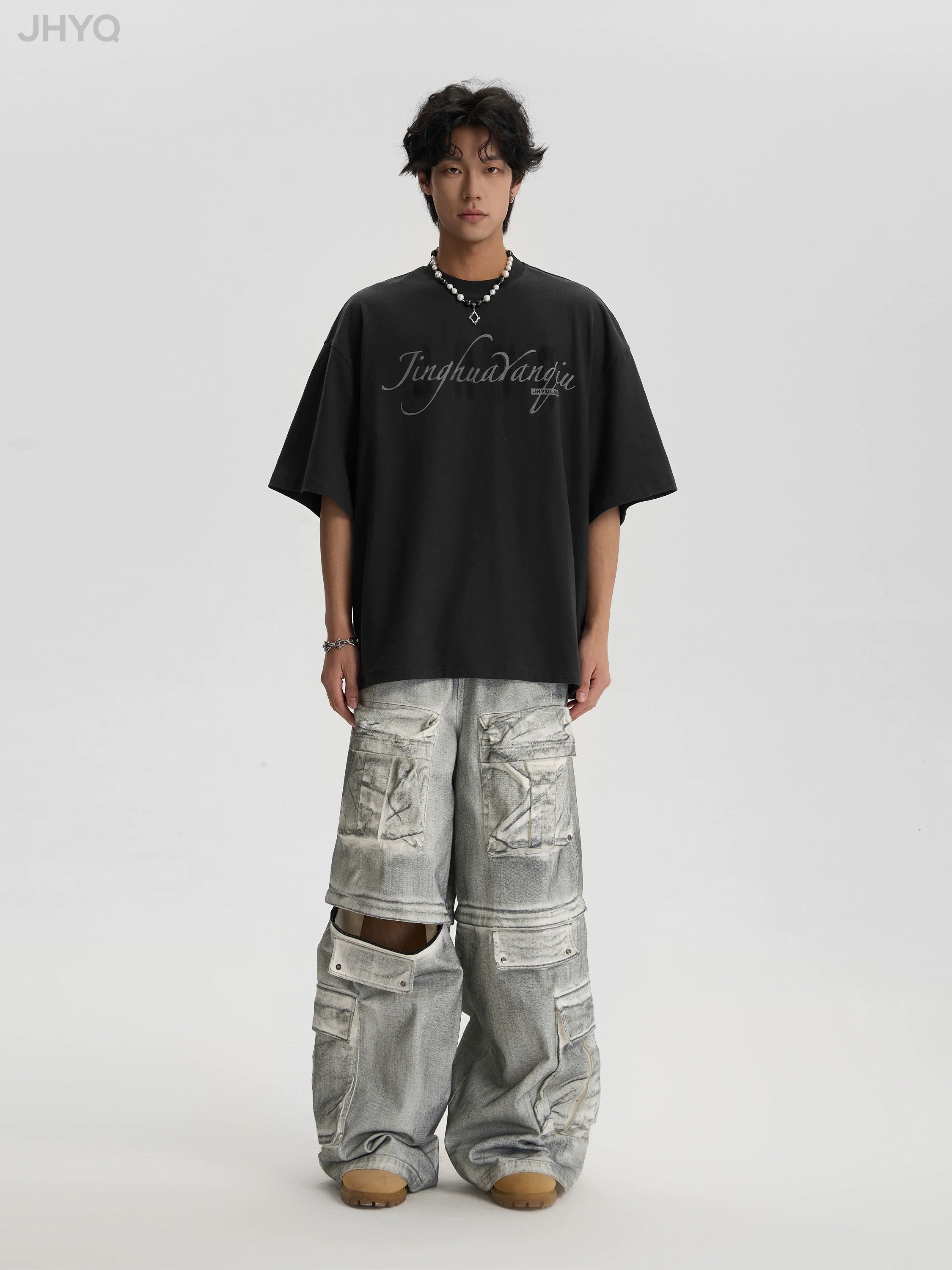 JHYQ Dirty Dye Multi Pocket Removable Work Cargo Pants