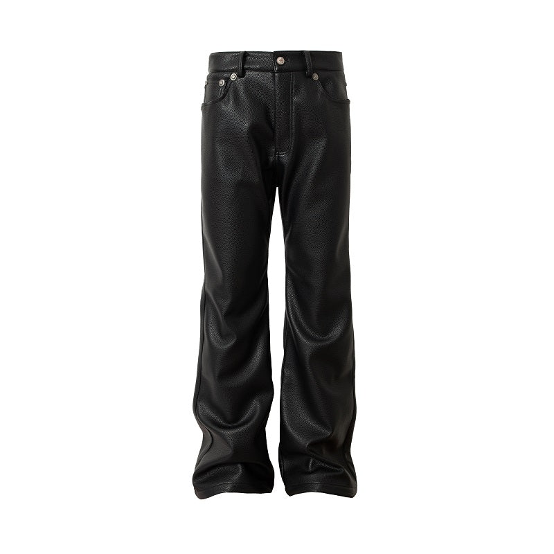 YADcrew Leather Rivet Flare Pants