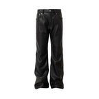 YADcrew Leather Rivet Flare Pants