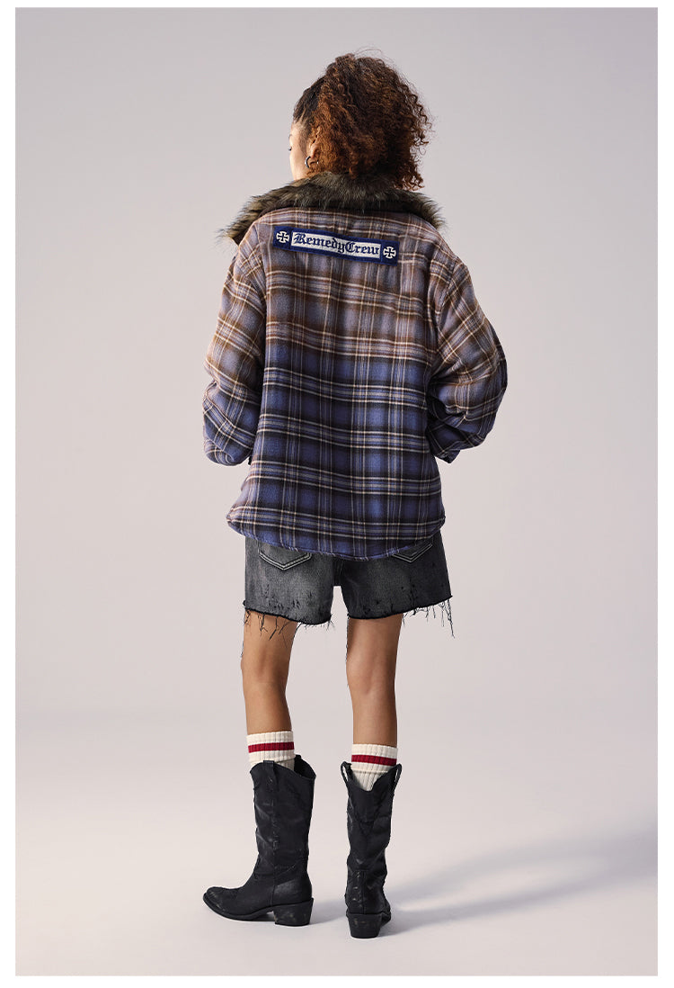 Remedy Gradient Plaid Quilted Lined Shirt Jacket