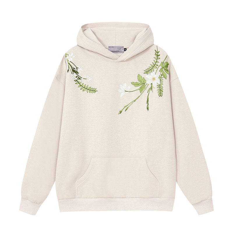 Harsh and Cruel Floral Garland Embroidered Text HACR Hoodie